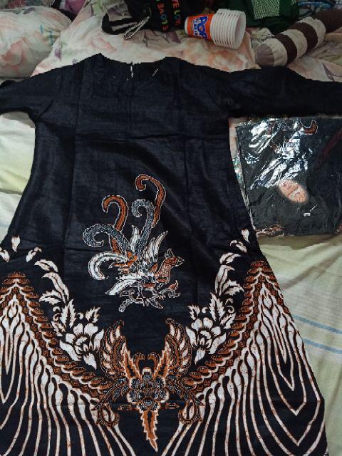 Baju Batik Couple Tunik Dan Kemeja Maura Couple Sania Ruffle