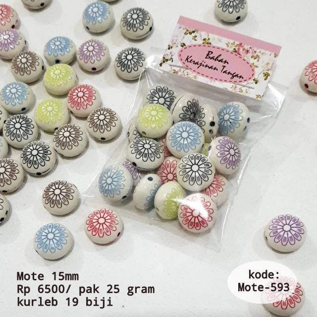 Mote Manik-Manik Bulat Pipih diameter 15mm