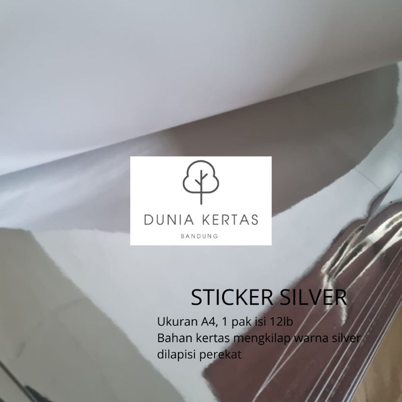

Sticker silver / perak A4 High quality 1 pak ISI 12 lembar