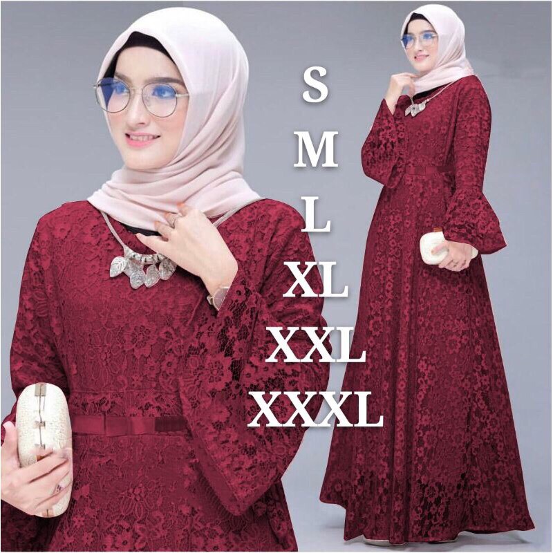 MAXI YUNITA FULL BRUKAT GLITER/GAMIS BRUKAT/GAMIS PESTA
