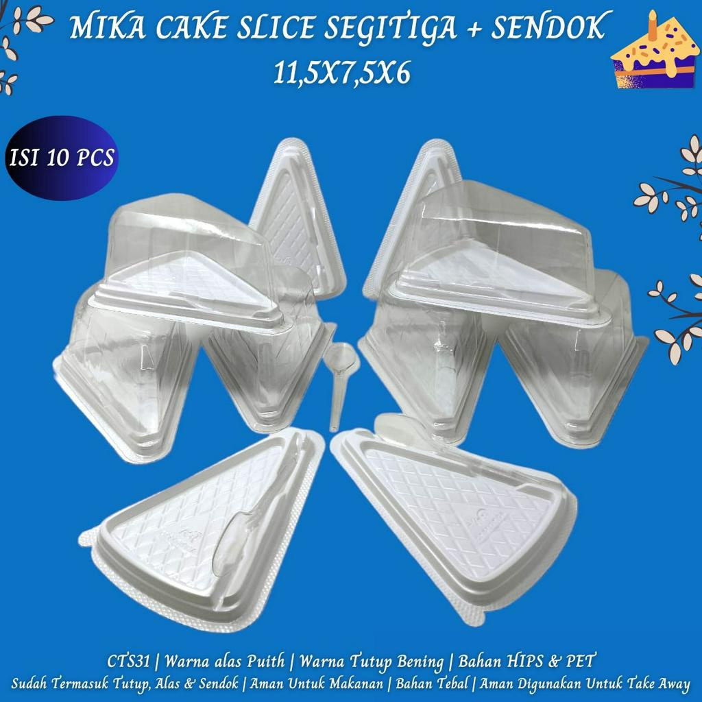 Mika Cake Segitiga Plus Sendok Mika 11,5X7,5X6 (Isi 10 Pcs-CTS31)