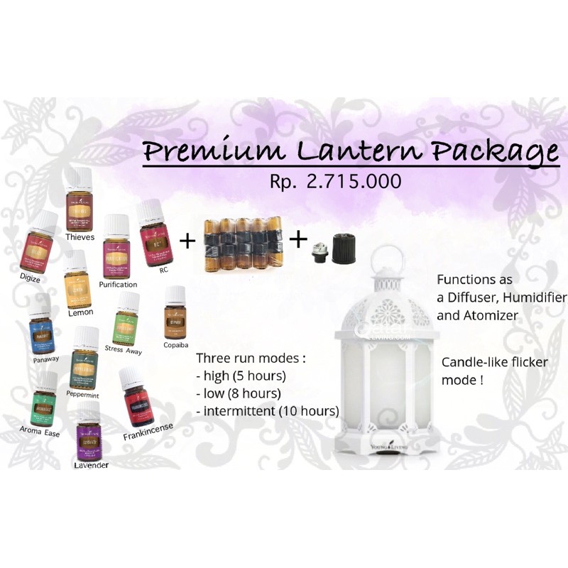 PREMIUM LANTERN PACKAGE With 12 oil+ 10 mini bottle & roller fitmens young living essential oil yl