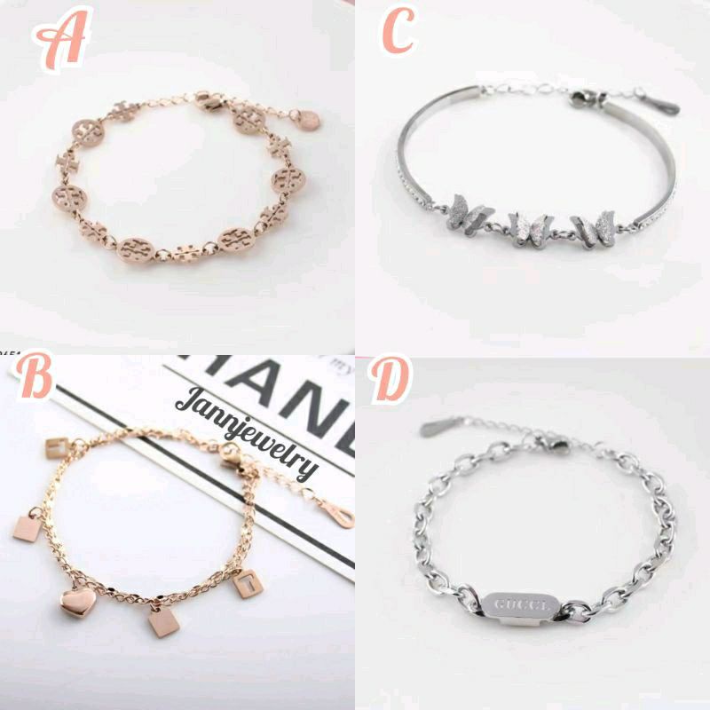 Gelang Tangan Titanium Asli Anti Karat &amp; Alergi Fashion Korea