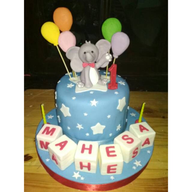 Kue Ulang Tahun Tema Gajah Fondant Pondan Shopee Indonesia