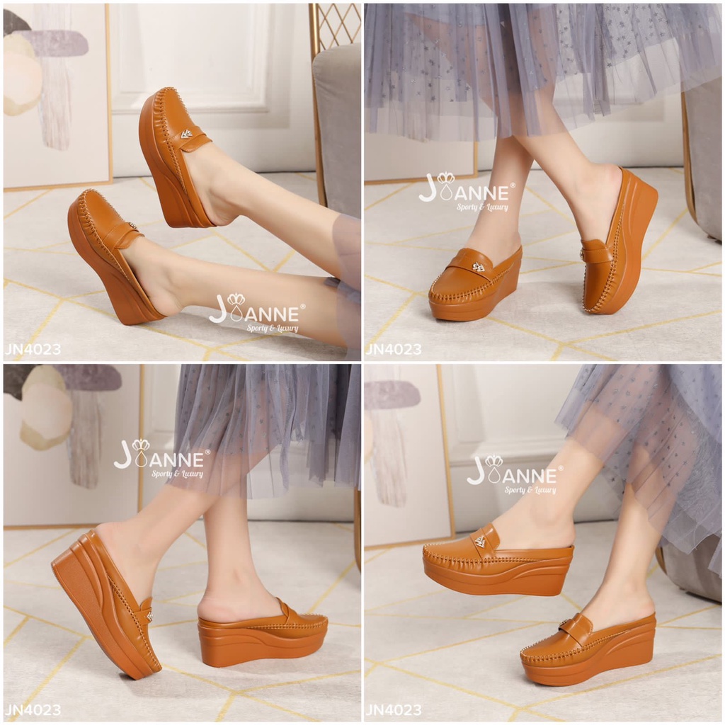 JOANNE Sepatu Wanita Mules High Wedges Shoes #JN4023 ORIGINAL