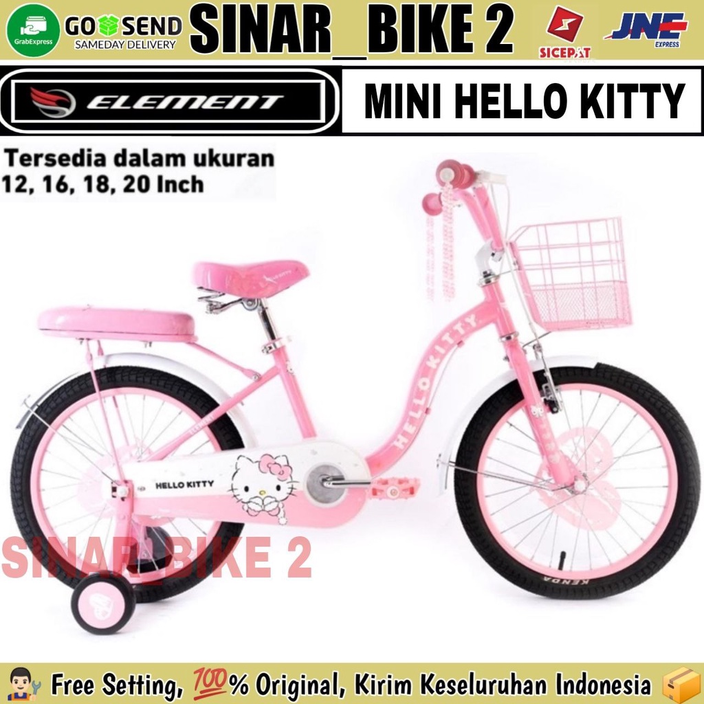 Sepeda Mini Keranjang Anak Perempuan 12,16,18 &amp; 20 Inch ELEMENT HELLO KITTY