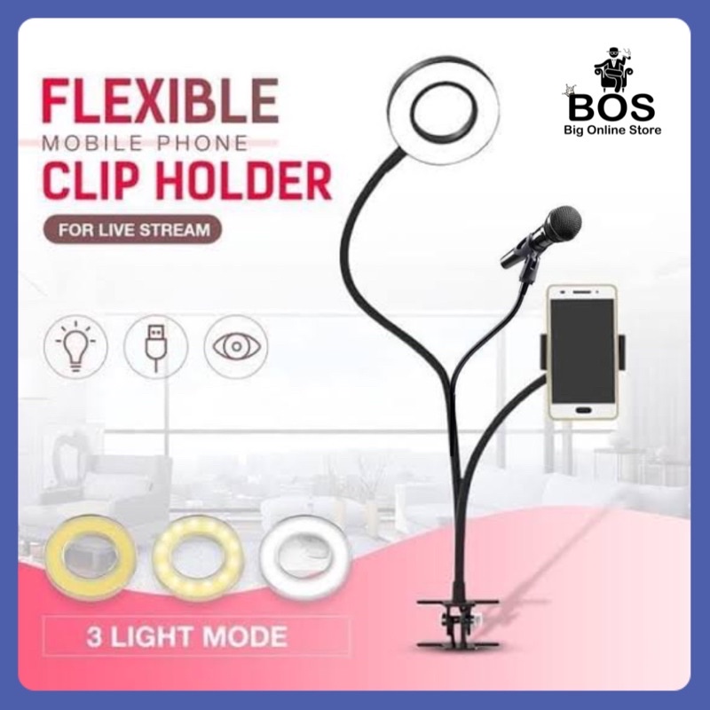 BOS - RINGLIGHT LAZYPOD 3IN1 | RING LIGHT LAZY POD HOLDER MICROPHONE 3 IN 1