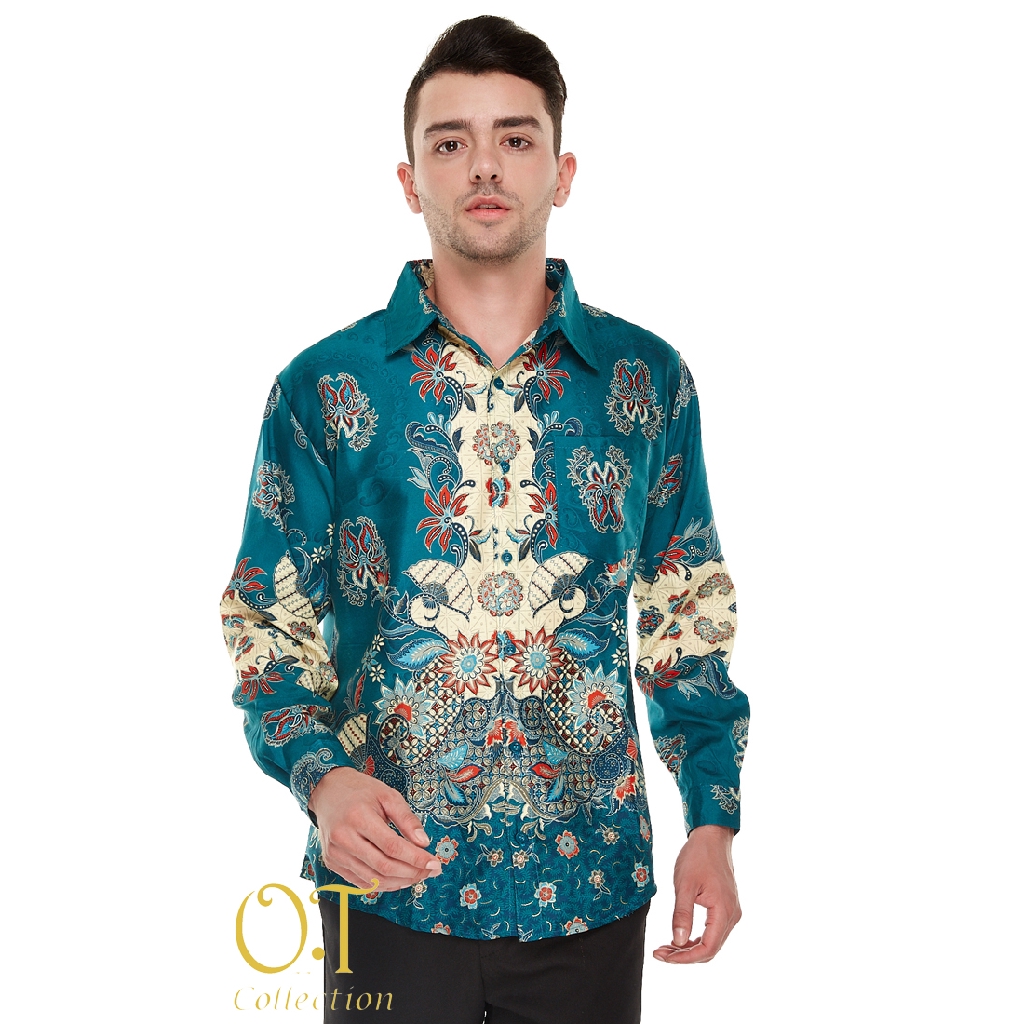 [batik pandawa OT] kemeja batik formal pria satin velvet gliter