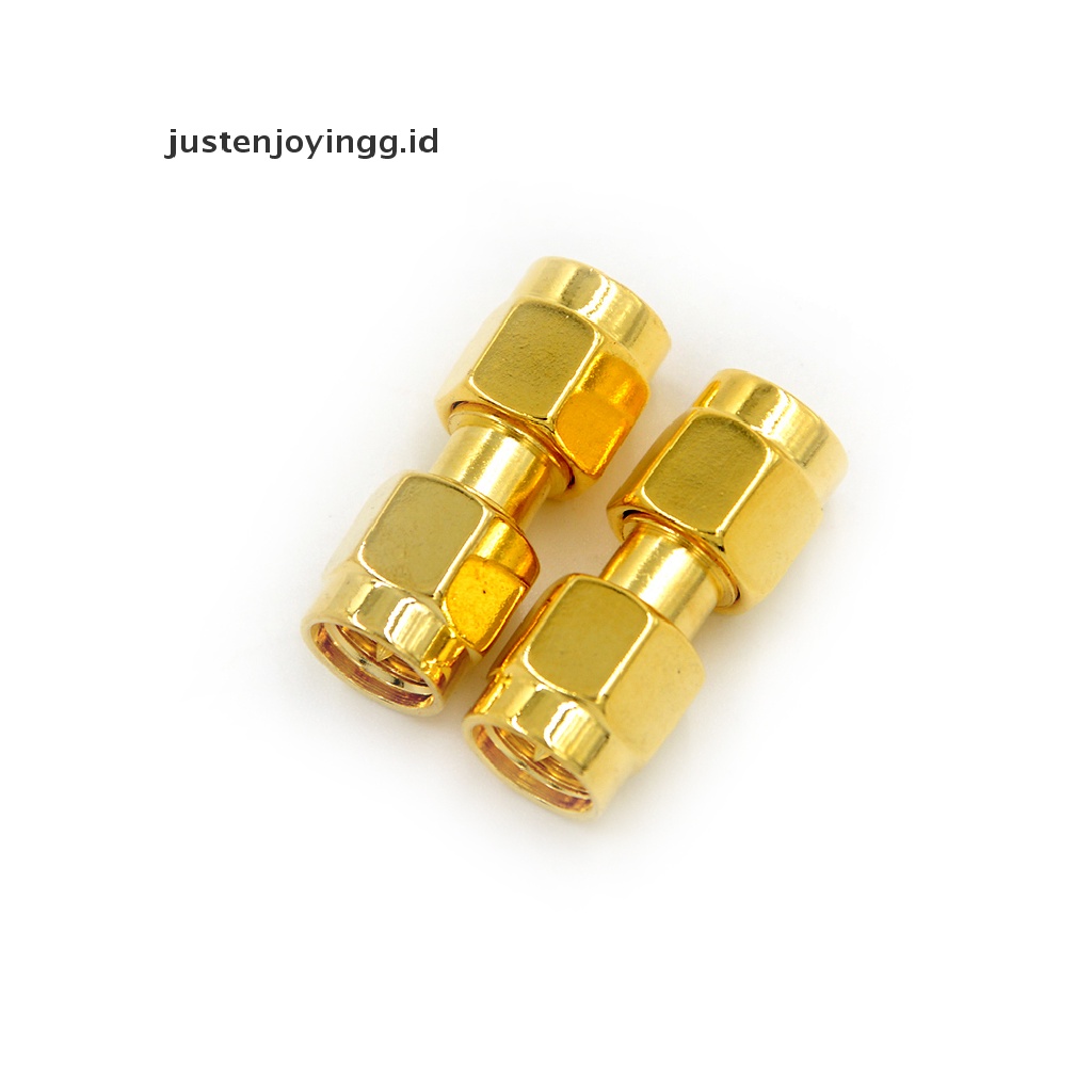 // justenjoyingg.id // 2Pcs SMA Male to SMA Male Plug in series RF Coaxial Adapter Connector ~