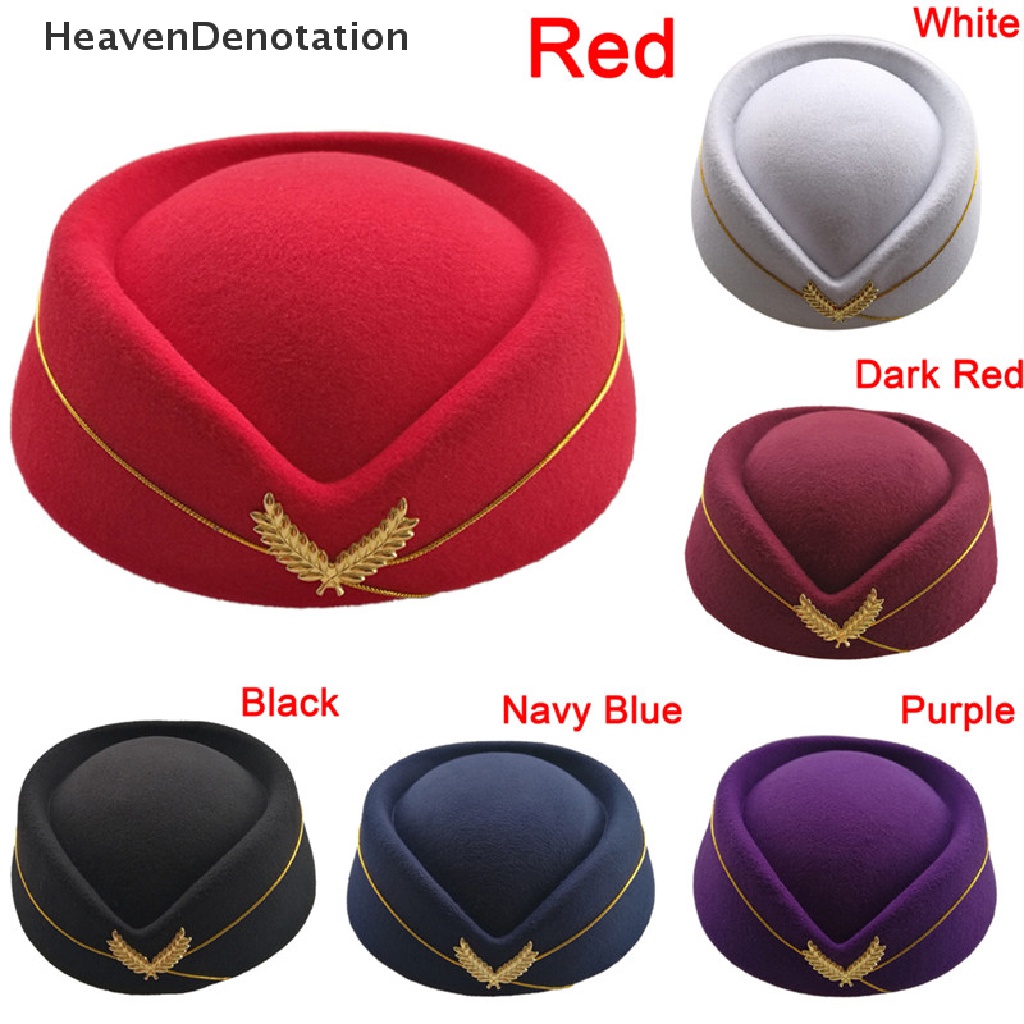 [HeavenDenotation] Cosplay Airline stewardess Cap Hat Wool Uniform Plane Fans Women Stage Perform