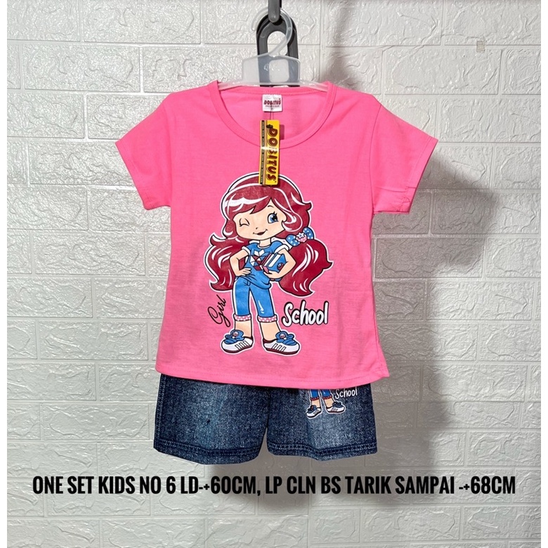 Setelan Anak Perempuan Bahan Kaos Adem Merek Dobitus Umur 6 bulan - 1 Tahun