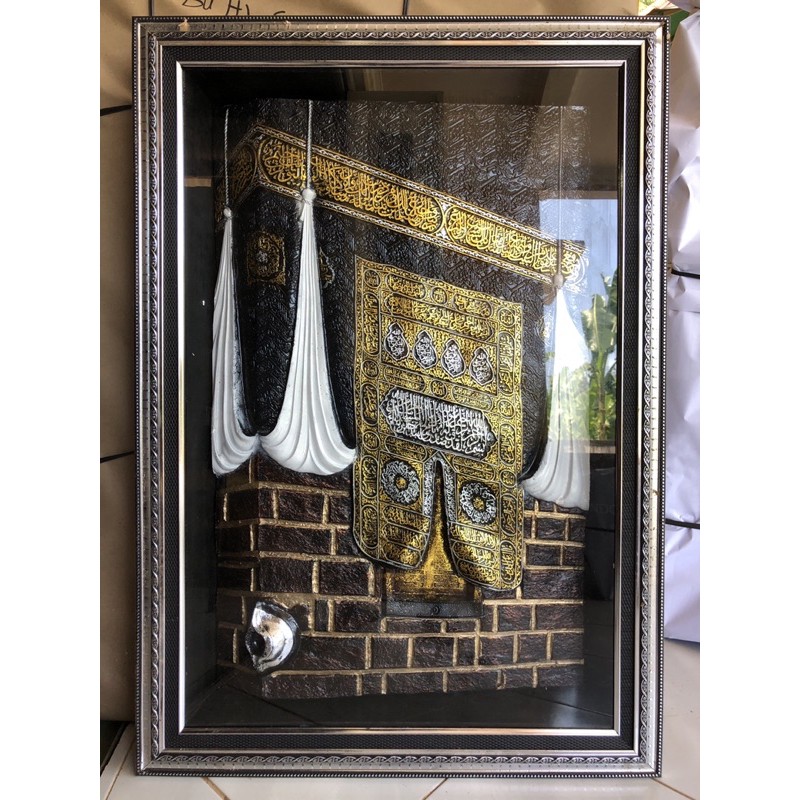 Hiasan dinding 3D fiber relief replika pintu kabah 90x70