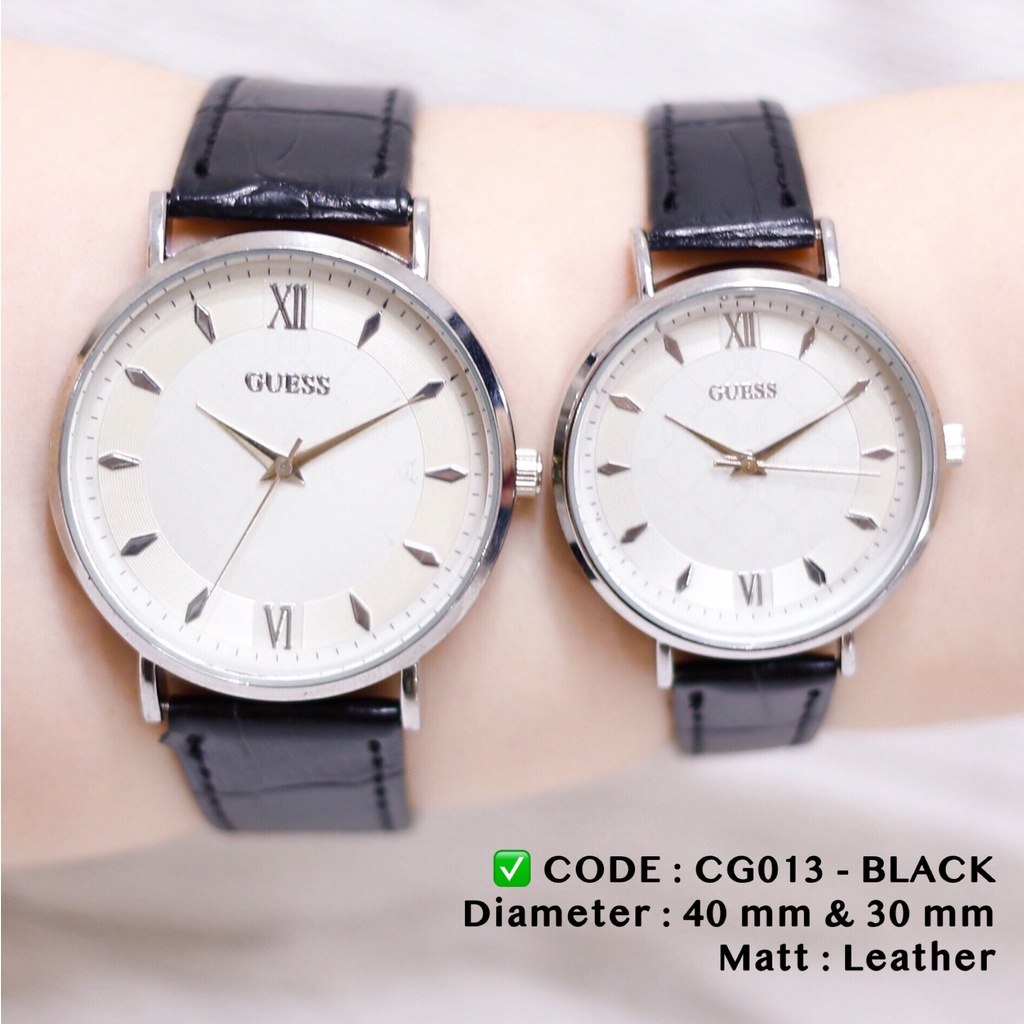 HARGA SEPASANG Jam tangan couple guess tali kulit leather motif romawi  CG013