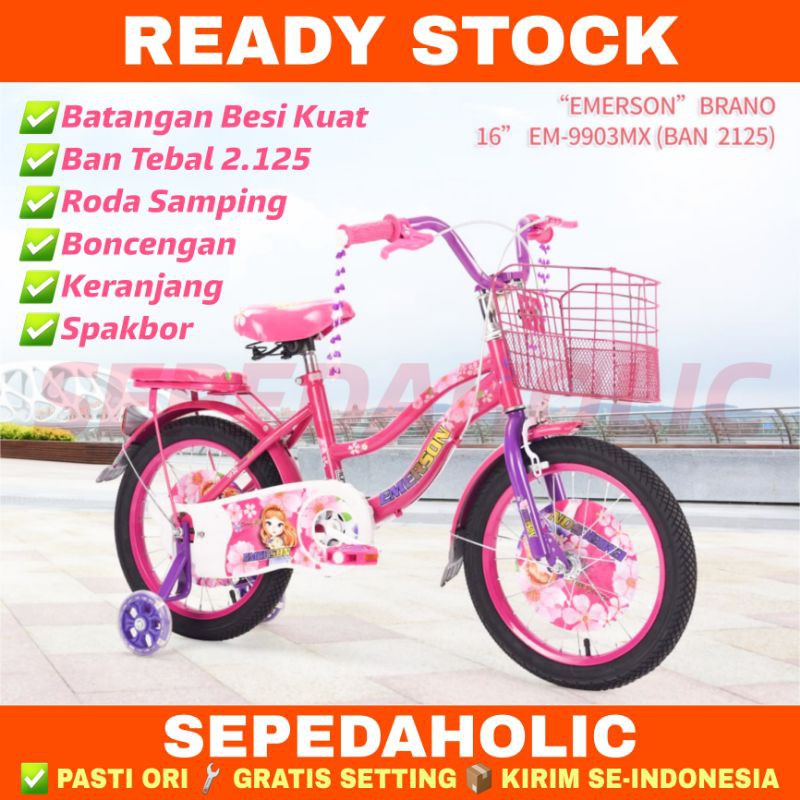 Sepeda Anak Perempuan 16 Inch EMERSON 9903 MX Mini Keranjang