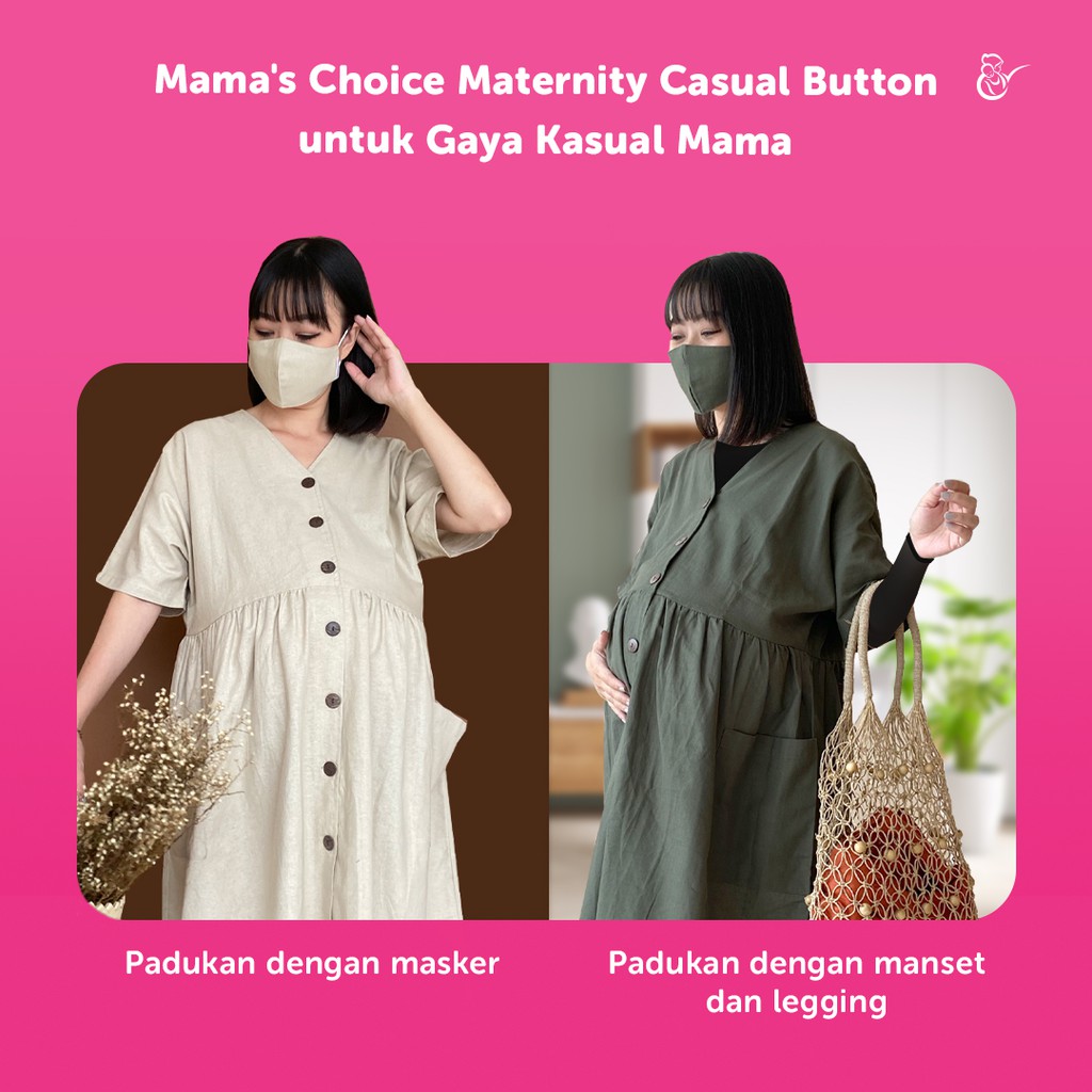 Maternity Casual Button Dress Mama's Choice  - Baju Hamil dan Menyusui Kekinian