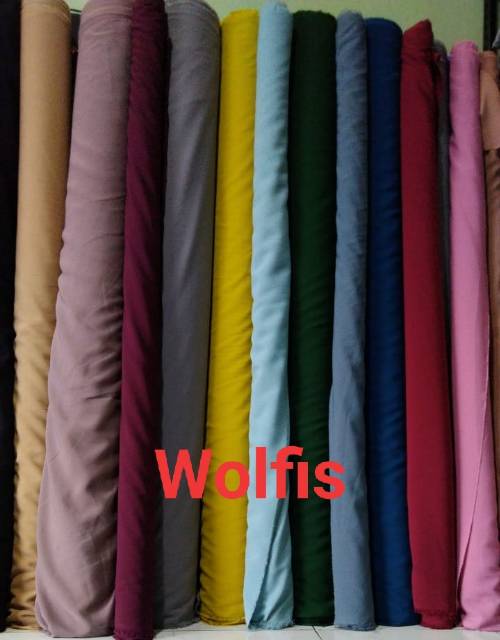 Kain Wolfis Polos Grade A harga per 0.5meter