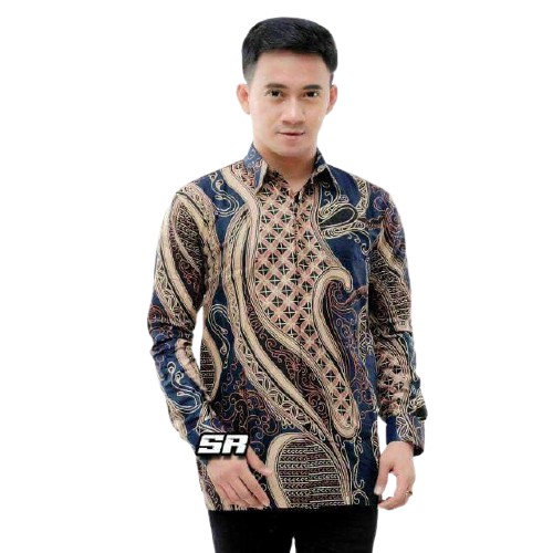 EMHABATIK | Batik Couple Modern Tunik Kemeja atasan Formal Halus adem-KMJ BANYUMILI NAVY