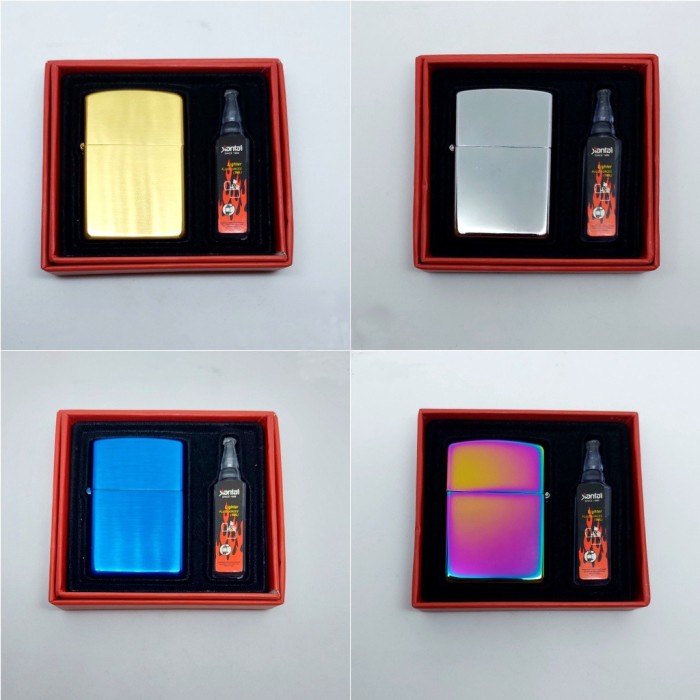 Korek Api Zippo Set Plus Minyak Zippo Siap Pakai Glossy - Gold