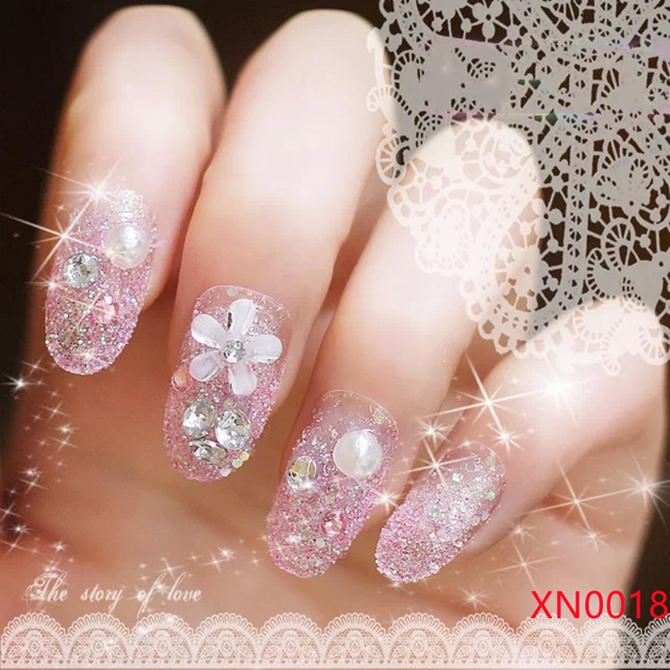 【 COD 】Kuku Palsu Wedding Party Fake Nail 24pcs Kuku Palsu 3D Nails Nailart Pengantin Tangan