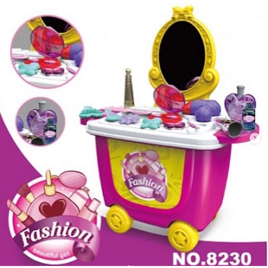 Kado Hadiah Mainan Anak Make up Dandan DRESSER TABLE TROLLEY 21 PCS- Mainan Anak permpuan Dandan kids 4 5 6 Tahun