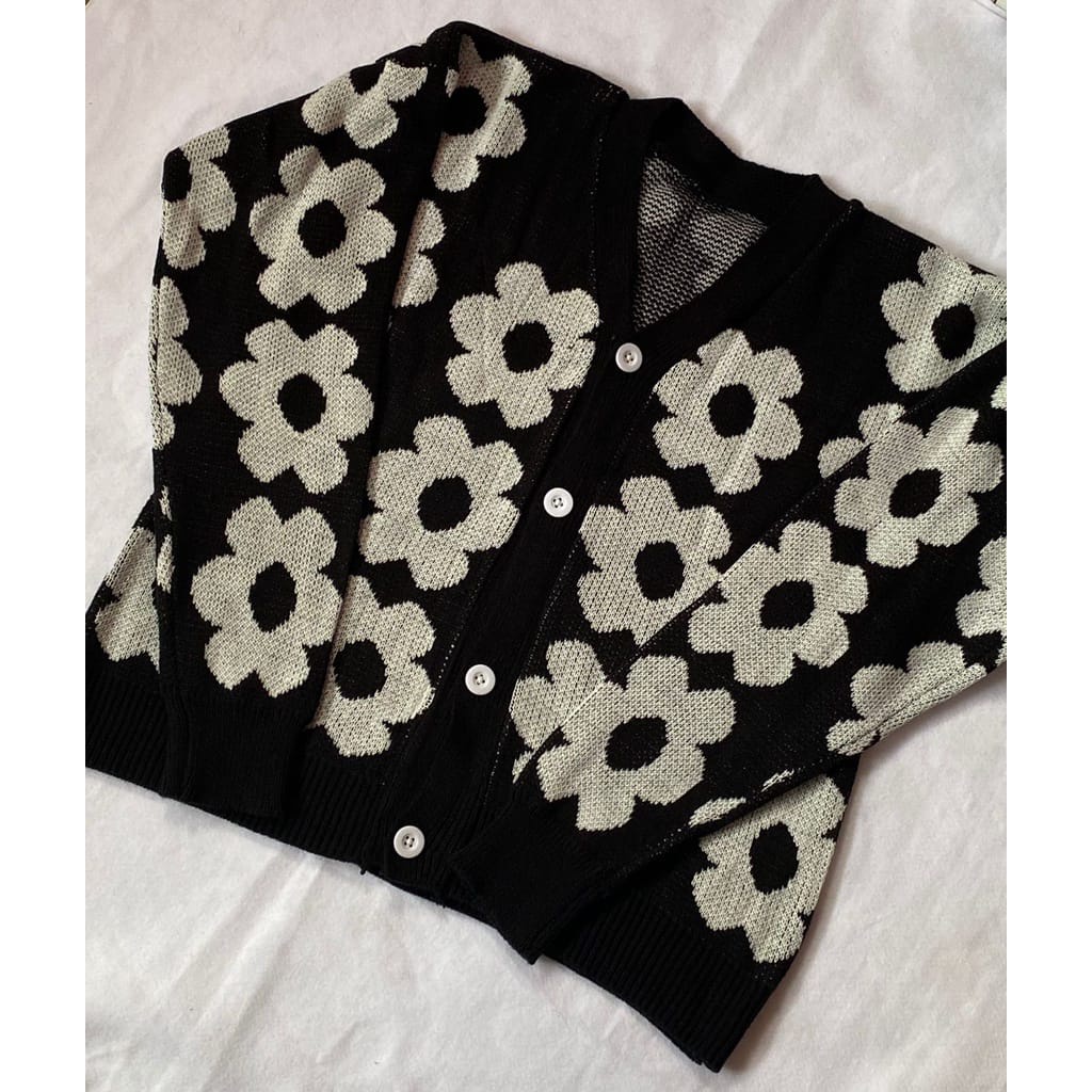 KARDIGAN FLOWERS / KOREAN CARDI TERBARU / DAISY FLOWER CARDIE / CARDIGAN WANITA BUNGA / ATASAN WANITA KEKINIAN / KARDI WANIITA