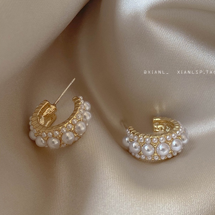 Korea fashion style elegan anting-anting anting-anting niche Mutiara c berbentuk telinga cincin sele