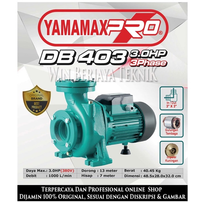 YAMAMAX PRO DB 403 3.0HP Pompa Air Centrifugal Sentrifugal 3 Inch Pompa Air Sumur Kolam Renang Kolam