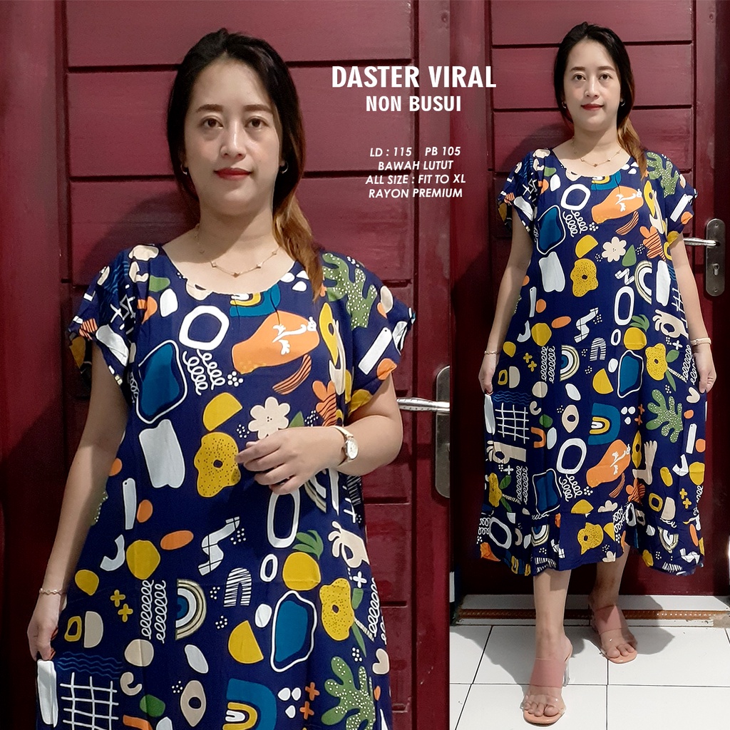 DASTER RUFFLE | DASTER VIRAL MOTIF | DASTER KEKINIAN | DASTER RAYON MURAH BAWAH LUTUT NON BUSUI-MOTIF 60