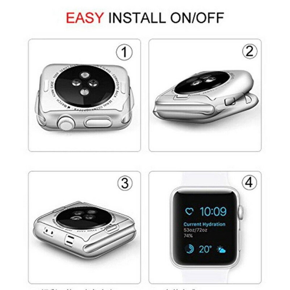 Case Pelindung Layar Bahan TPU Ukuran 40mm / 44mm Untuk Apple Watch Seri 1 / 2 / 3 / 4 / 5 / 6 / SE