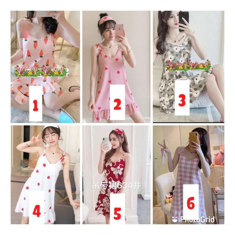 Baju tidur dress tali satu import goodquality