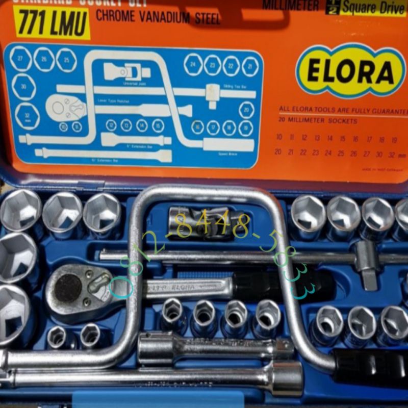 ( 26 pcs 10 - 32mm) ELORA kunci shock set 1/2 inch square drive 6 PT