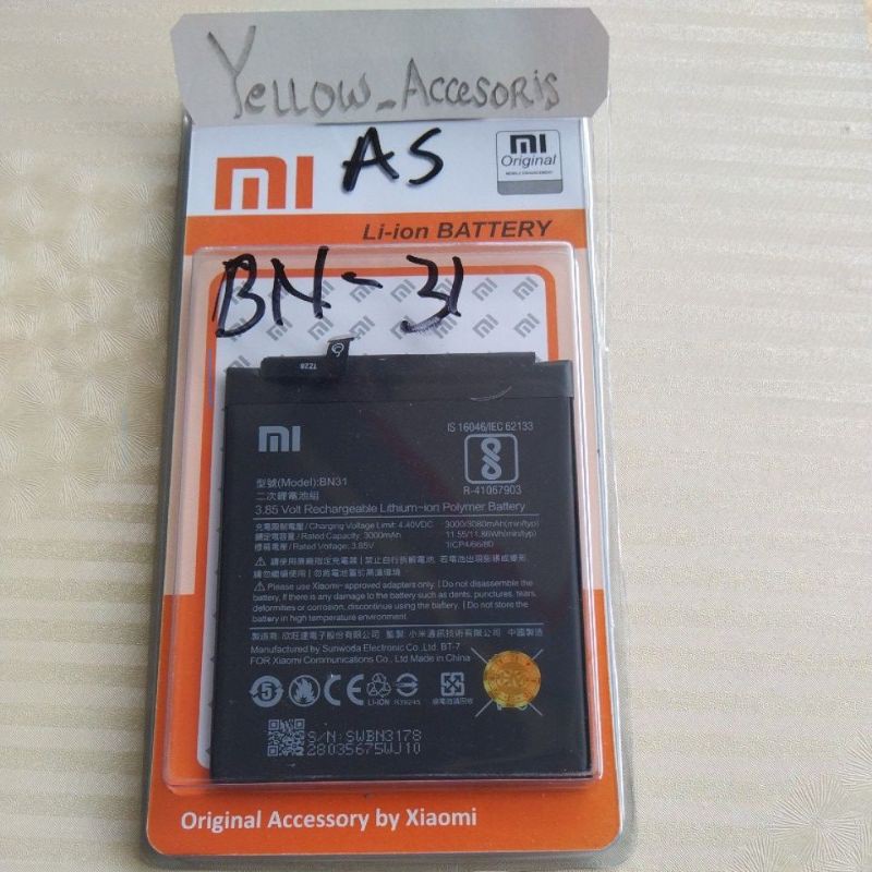 BATERAI XIAOMI BN31 ori