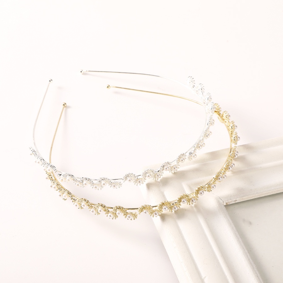 Headband Bahan Metal Aksen Mutiara Dan Berlian Imitasi Gaya Korea Untuk Wanita