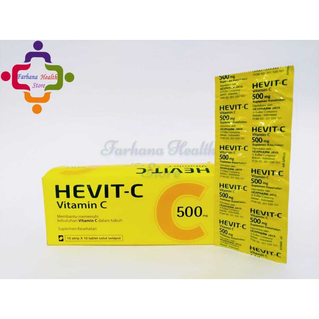 Original Hevit-C 500 mg Strip / Vitamin C 500 mg  / Untuk Daya Tahan Tubuh