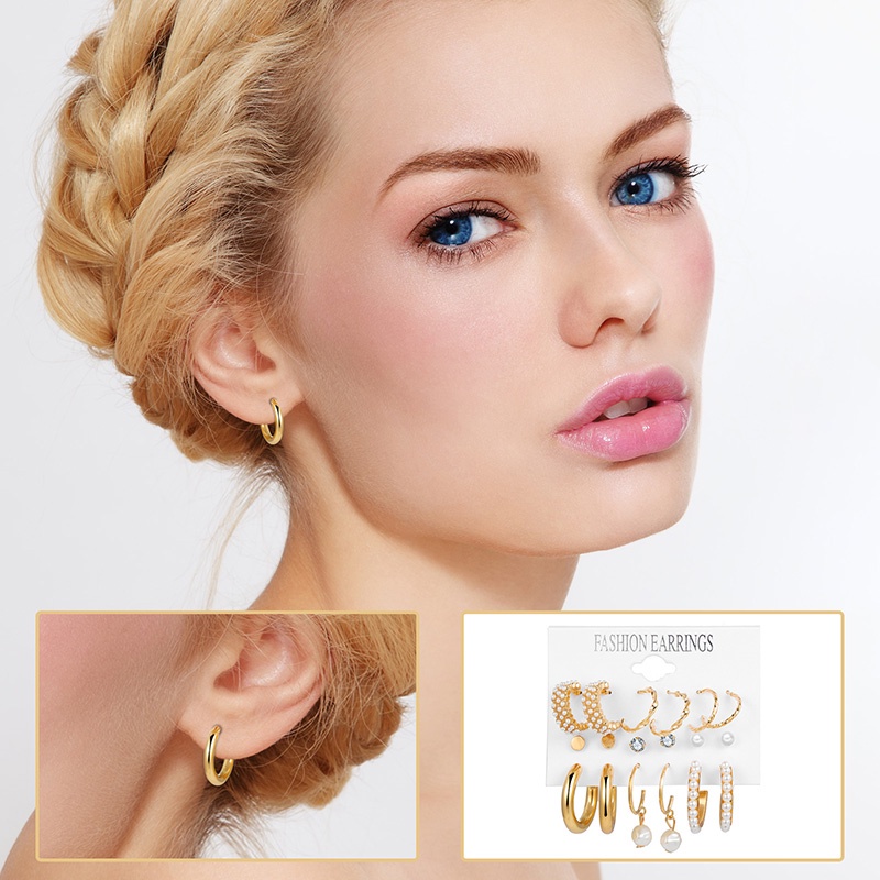 12pcs / Set Anting Stud Desain Kupu-Kupu Mutiara Warna Emas Gaya Retro Korea Untuk Wanita