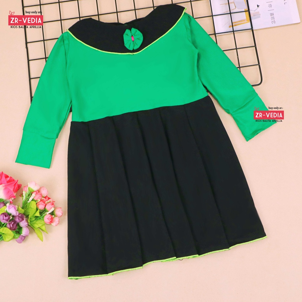 Dress Yumna uk 3-4 Tahun / IMPORT Dres Lengan Panjang Baju Anak Perempuan Pakaian Grosir Gaun Pesta