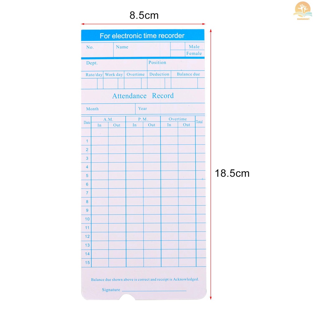 90pcs/ Pack Time Cards Timecards Monthly 2-sided 18 * 8.4cm for Employee Attendance Time Clock Recorder