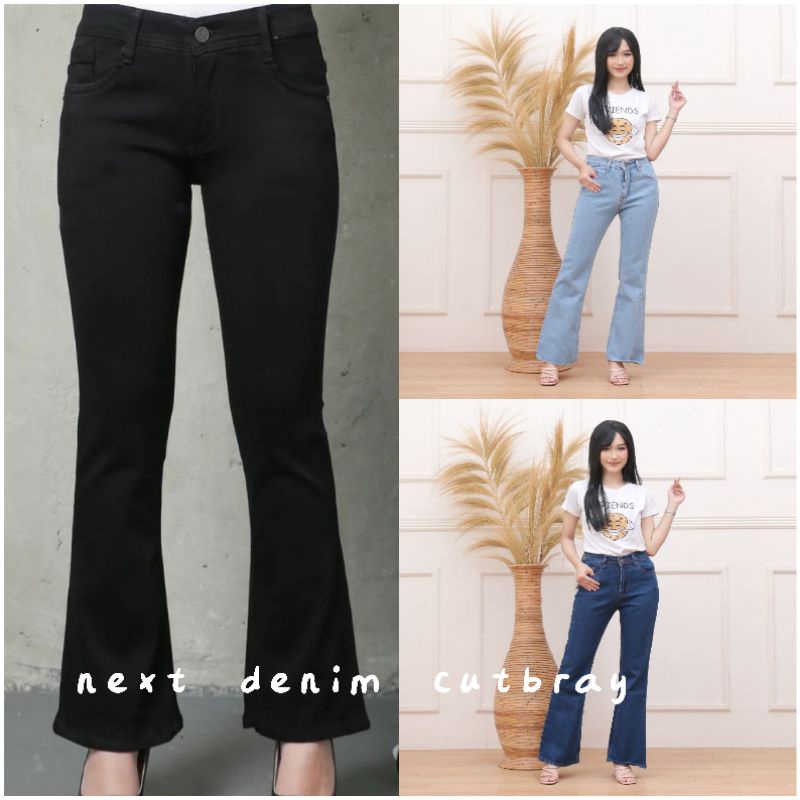 JEANS CUTBRAY HITAM LIPAT/HIGHWAIST CUTBRAY