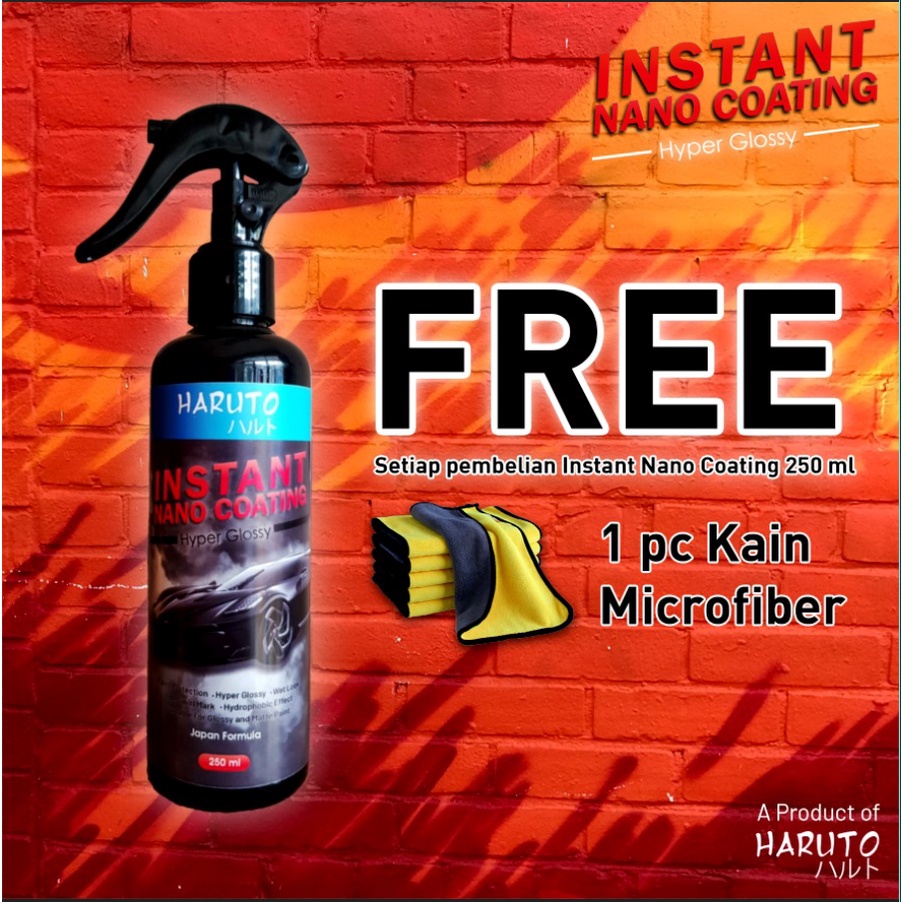 Instant nano coating by Haruto pengilap hyper glossy untuk body motor dan mobil 250ml