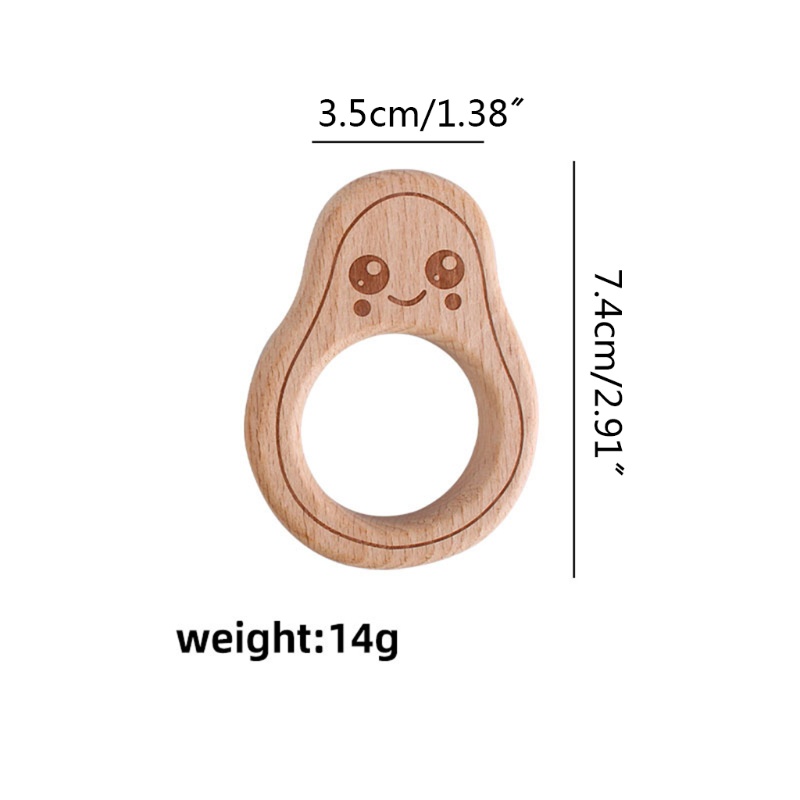 Mary Mainan Teether Bentuk Alpukat Bahan Kayu Bebas BPA Untuk Bayi