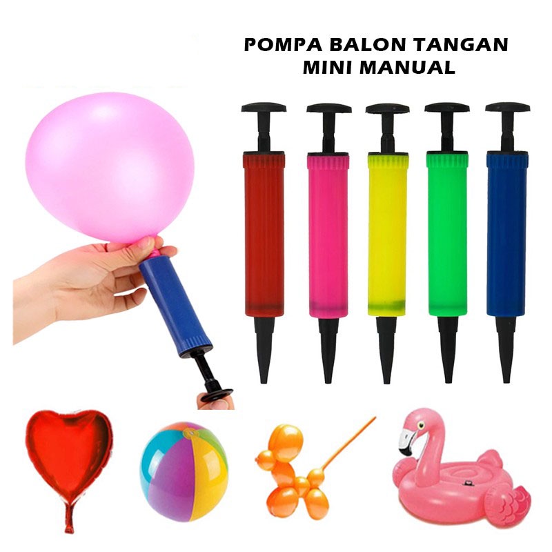 Pompa Balon Tangan Manual / Alat Pompa Tiup Angin Balloon Bola Pelampung Ban Renang / Portable Manual Hand Pump / Pompa Mini Multiwarna Serbaguna