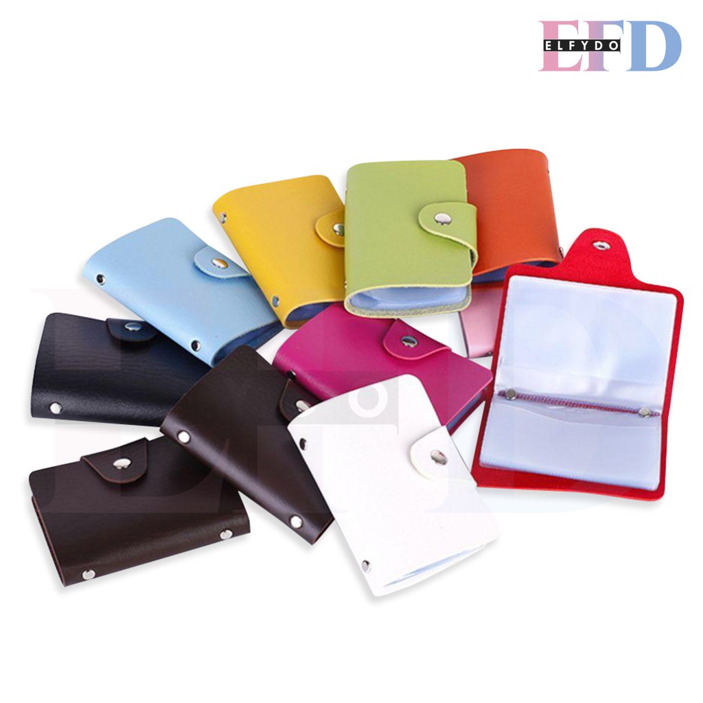 ELFYDO HL0028 Dompet Kartu Lipat 24 Slot Card Holder Mini Bahan Kulit