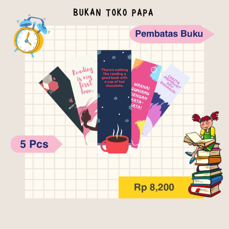 

5 Pcs Pembatas Buku Motif Random
