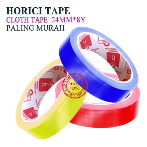 HORICI CLOTH TAPE 24MM*8Y ISOLASI WARNA WARNI LAKBAN PEREKAT SUPER MURAH /BAHAN TEBAL JILID LINEN