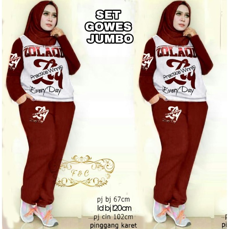 Spesial Set baju dan celana olahraga senam gowes babyterry premium mix /GOWEs