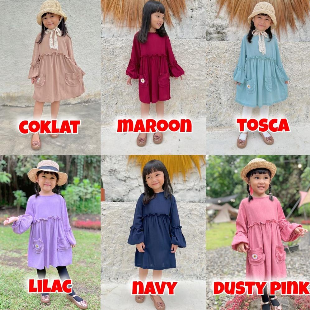 Tunik Anak Rayon Crinkle Lucuna Hawa Mix Warna 2-10Thn