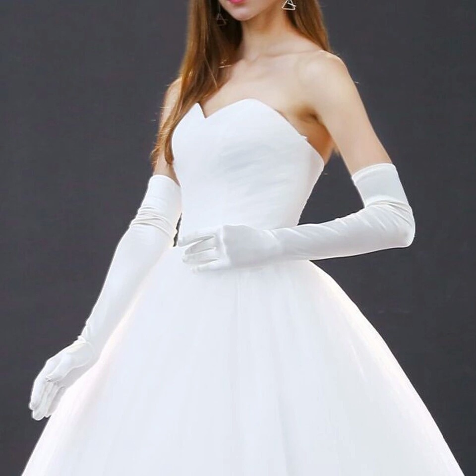 SR22 Sarung tangan panjang 30cm 50cm Sarung tangan Pengantin wanita pesta panjang Anggun sexy