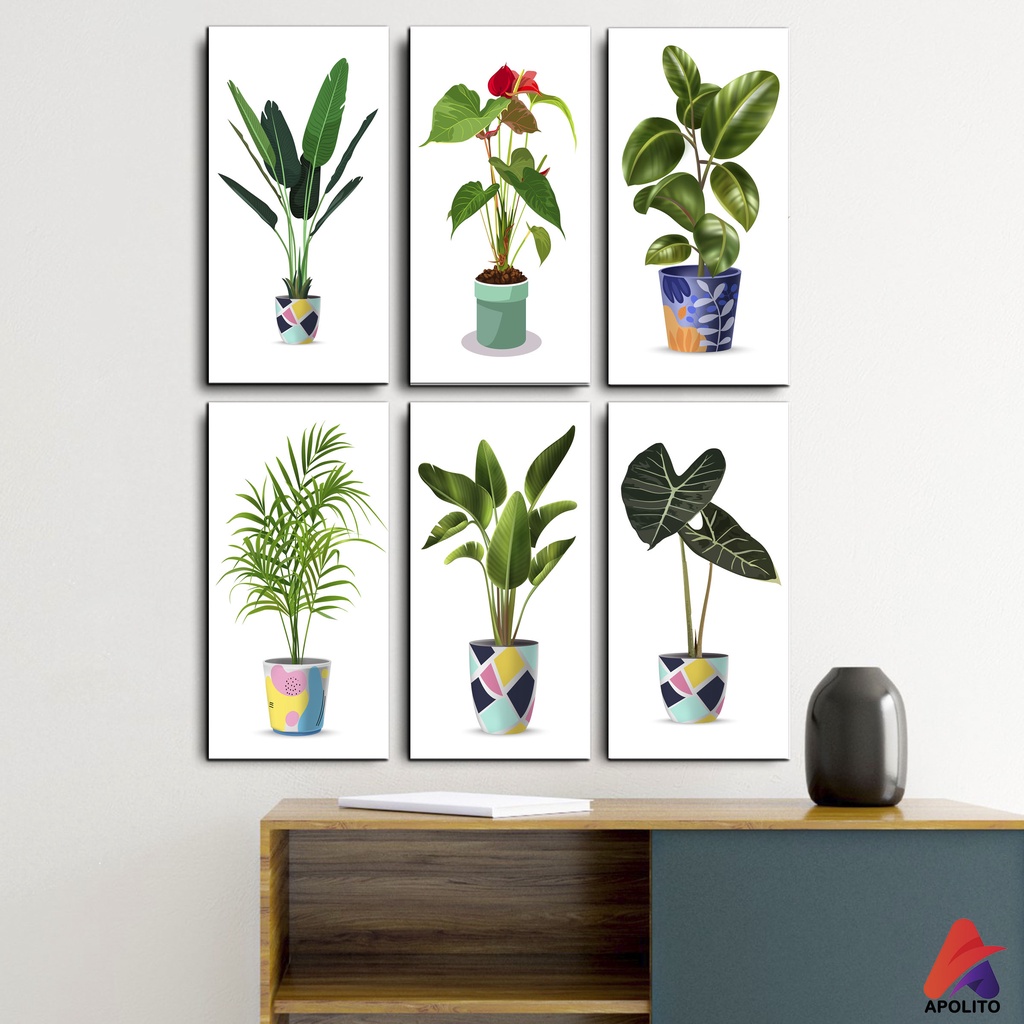 HIASAN DINDING DAUN PLANT (10x20cm) PAJANGAN KAYU BUNGA POSTER KAYU HIASAN DINDING KAMAR