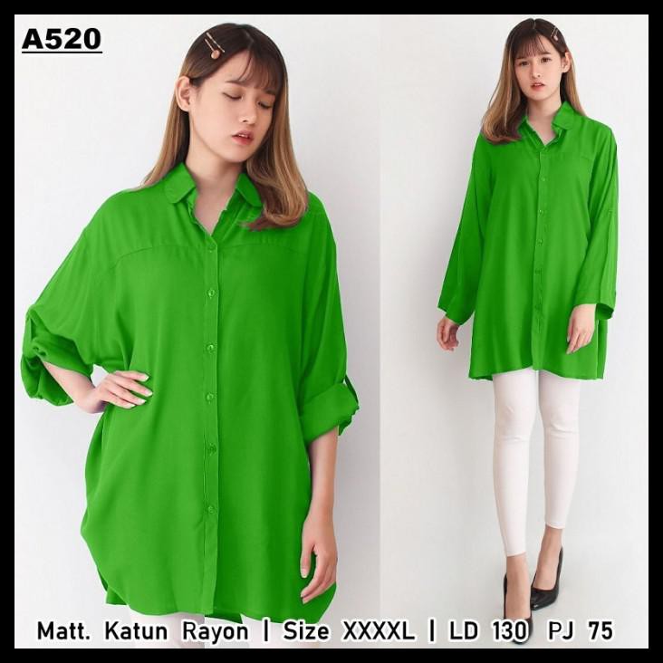 Jumbo Superior Hijau Stabilo Baju Atasan Wanita 0128 Uax