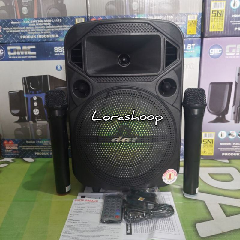 Speaker Bluetooth 8 Inch DAT DT 820QD Portable Radio USB Free 2 Mic Wireless Speaker Karaoke-3